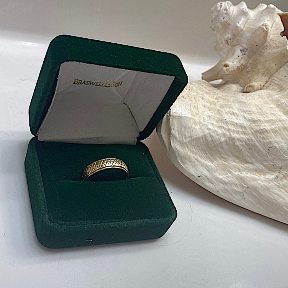 Mens 14k Gold Ring Tire Print - Picture 2 of 5